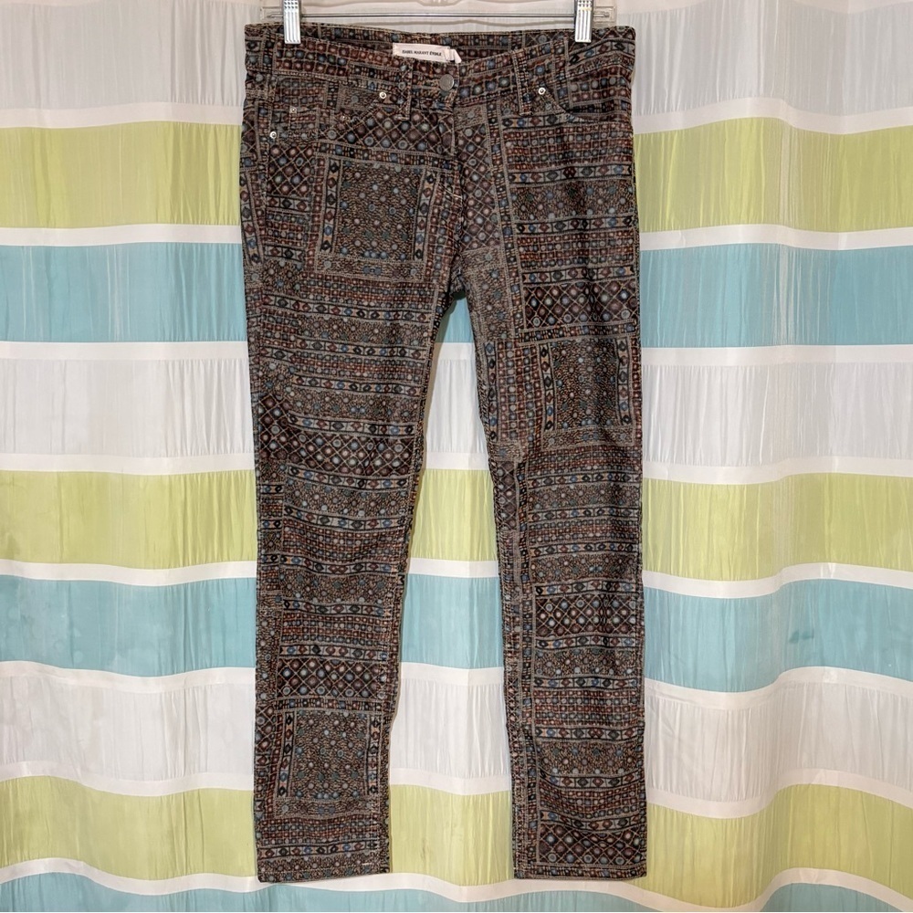 Isabel Marant Etoile Itzel Print Skinny Corduroy Pants Sz 40 - Picture 9 of 9